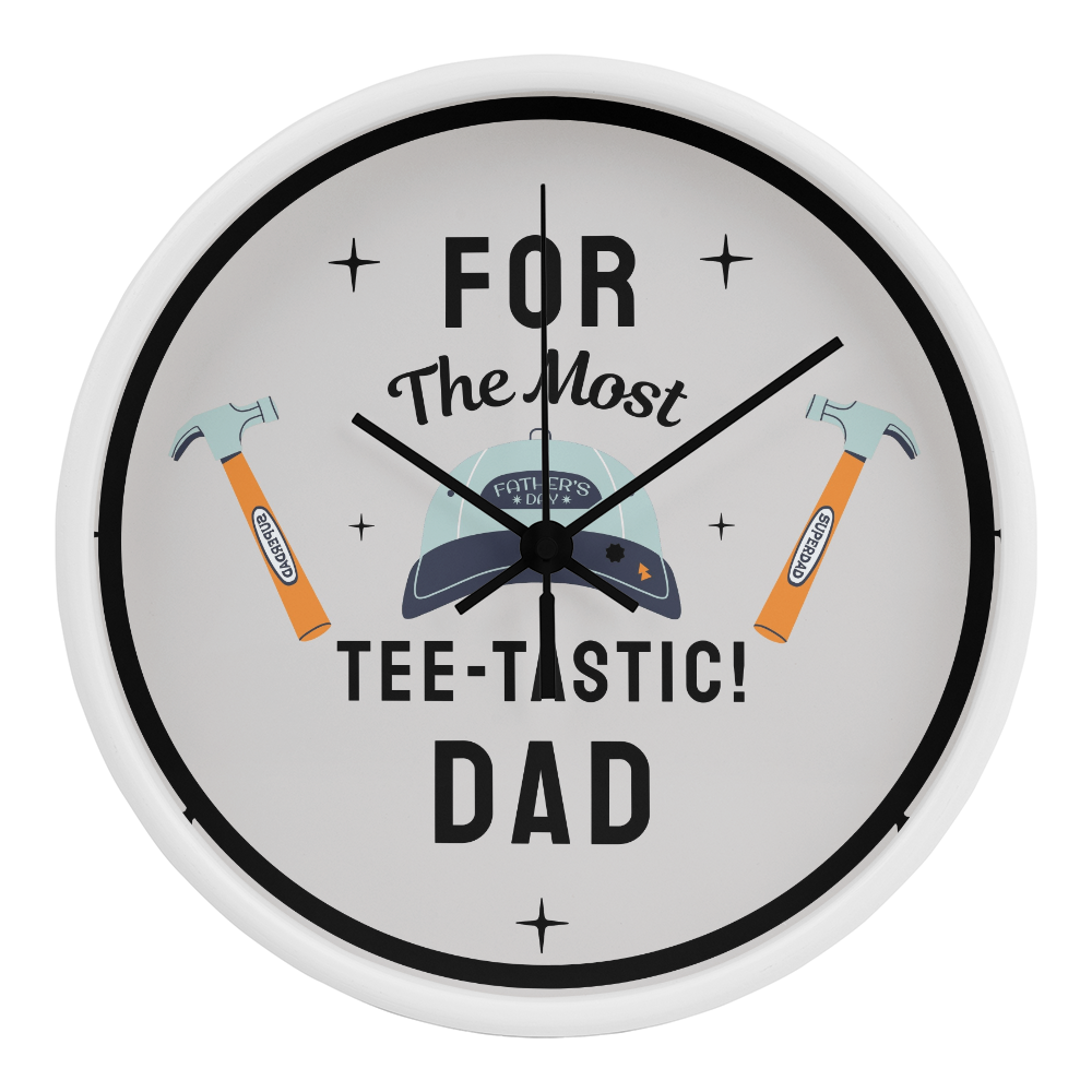 Tee-Tastic Dad Wall Clock – Gift for Father - White Black - Wall Clocks