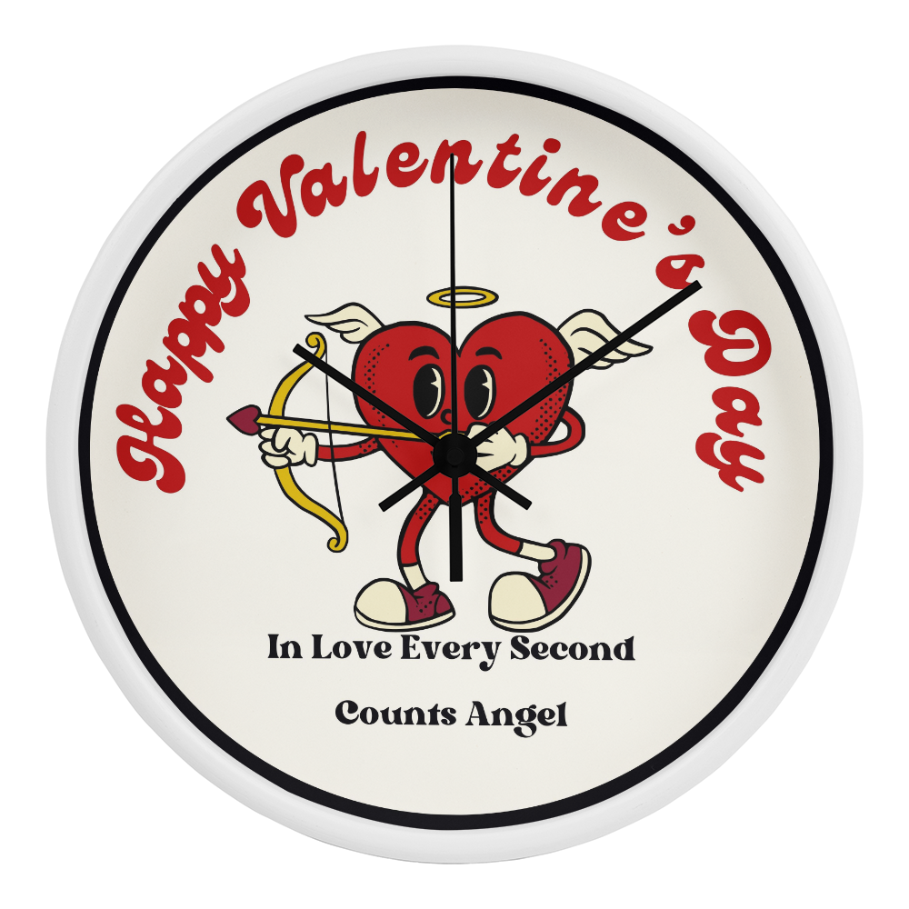 Happy Valentine’s Wall Clock – Love Every Second - White Black - Wall Clocks