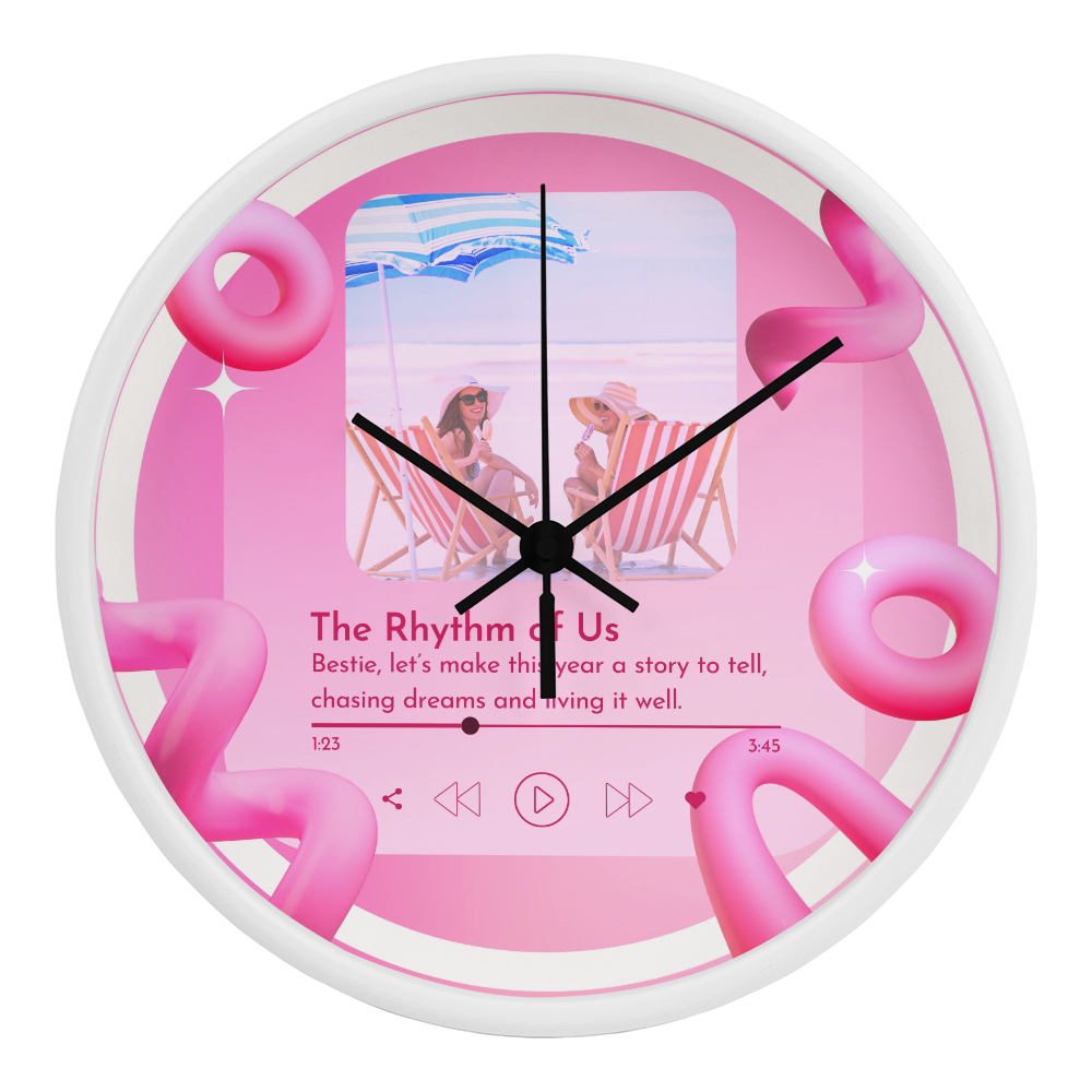 The Rhythm of Us - Bestie Wooden Wall Clock - White Black - Wall Clocks
