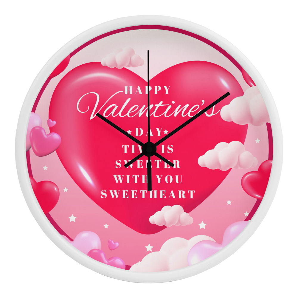 Valentine’s Clock Gift for Sweetheart - White Black - Wall Clocks