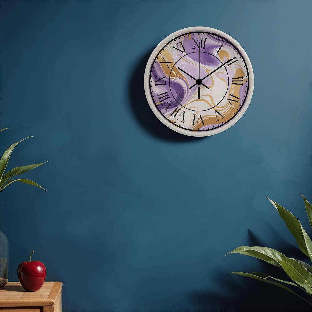 Artistic Time - Roman Numerals & Marble Design - - Wall Clocks