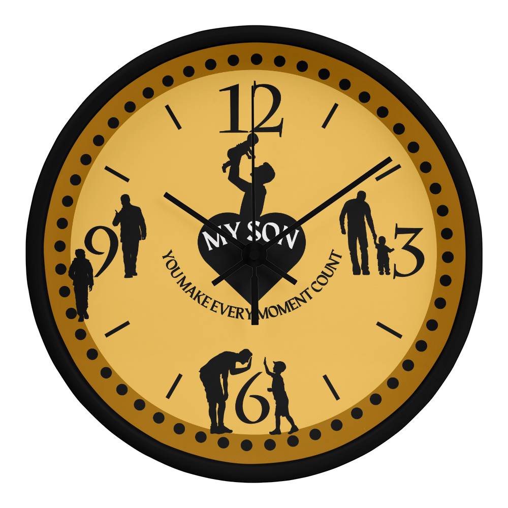A Gift of Time for My Son - Wooden Wall Clock Design - Black Black - Wall Clocks