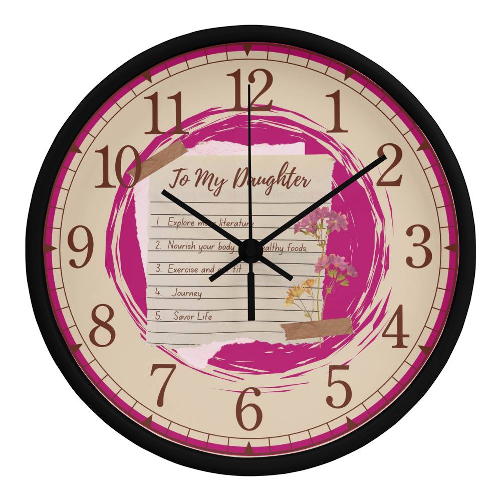 "Dream Big, Live Fully: Daughter's Keepsake Clock" - Black Black - Wall Clocks