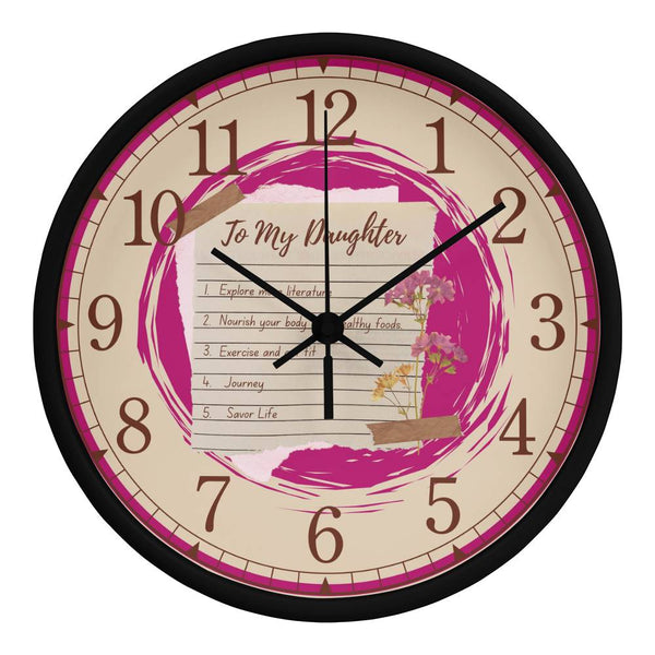 "Dream Big, Live Fully: Daughter's Keepsake Clock" - Black Black - Wall Clocks