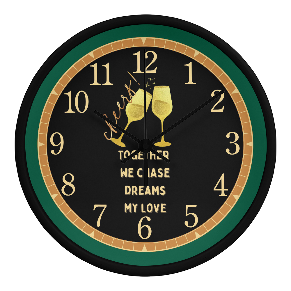 Romantic Toast Clock – Gift for Your Partner - Black Black - Wall Clocks