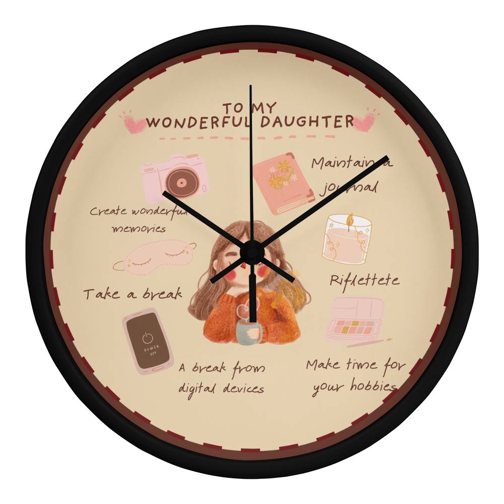 Self-Care Time Wall Clock for Daughters - Black Black - Wall Clocks