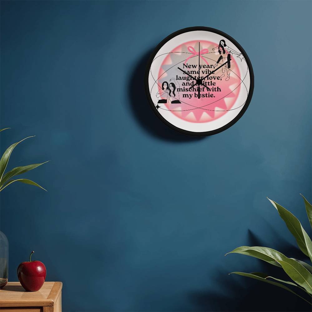 Mischief & Laughter Clock – Gift for Bestie - - Wall Clocks