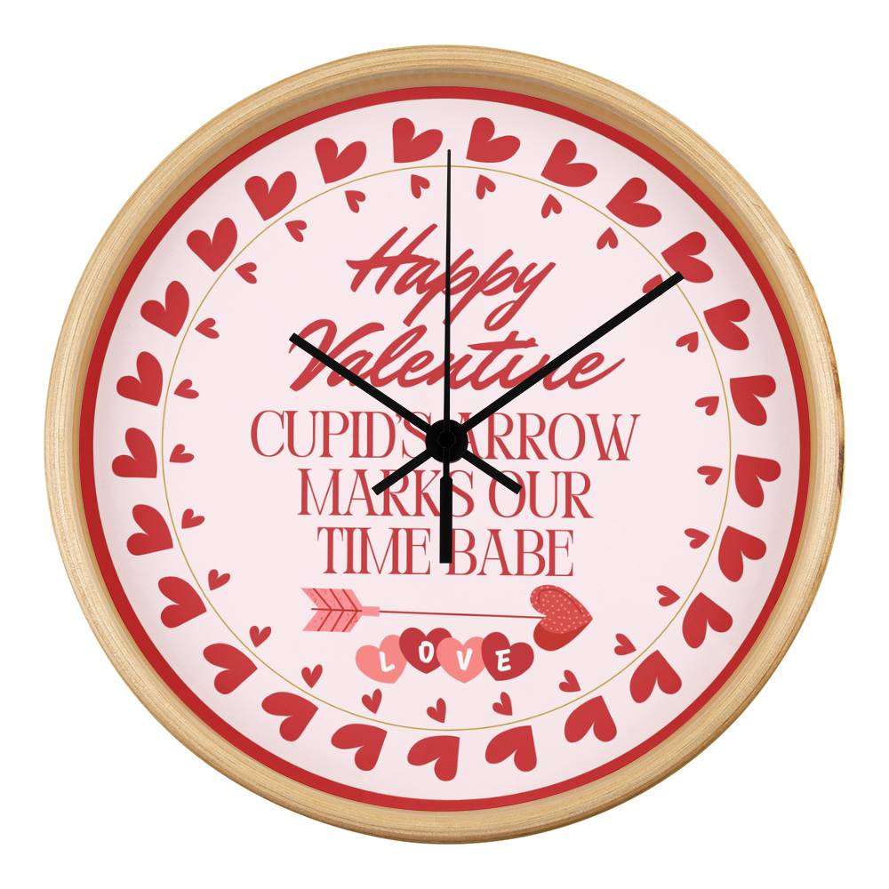 Our Time Together - Cupid’s Arrow Valentine’s Clock - Natural Black - Wall Clocks