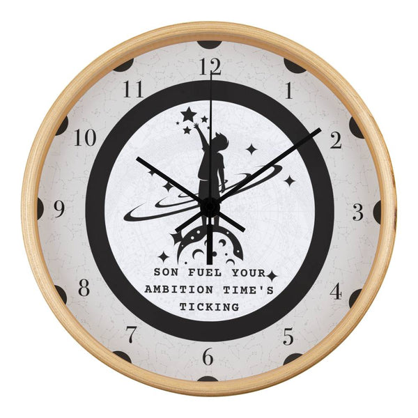 Reach for the Stars Clock for Sons - Natural Black - Wall Clocks
