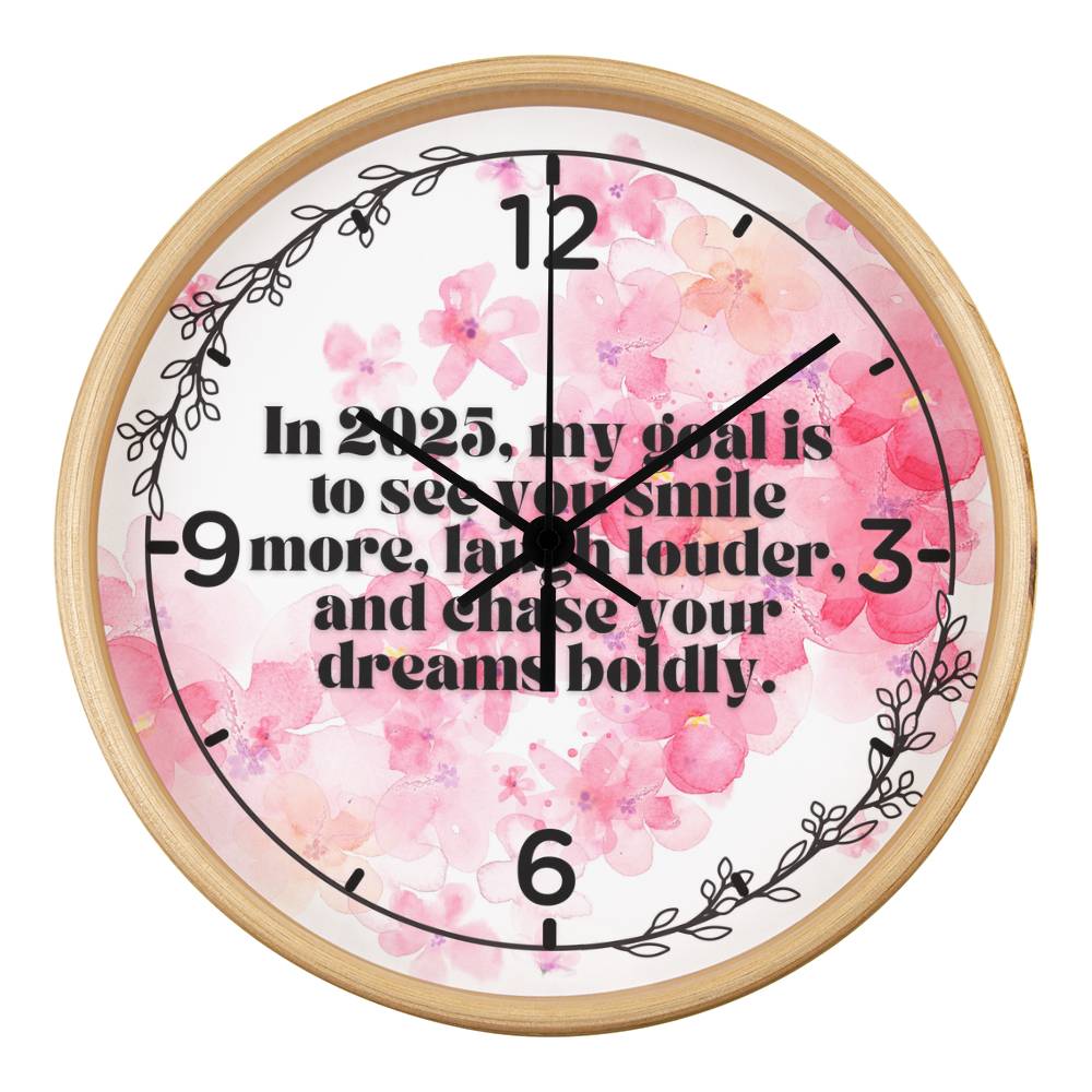 2025 Goals - A Heartfelt Wall Clock for Daughter - Natural Black - Wall Clocks