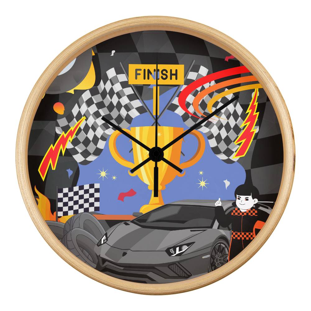 Finish Line Triumph - A Racing Wall Clock - Natural Black - Wall Clocks