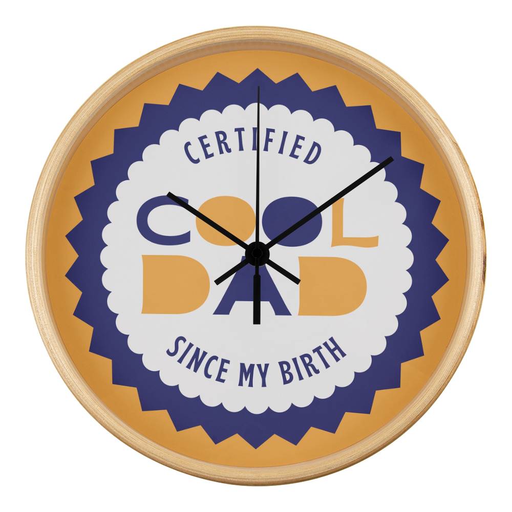 Certified Cool Dad Wall Clock – Gift for Fathers - Natural Black - Wall Clocks
