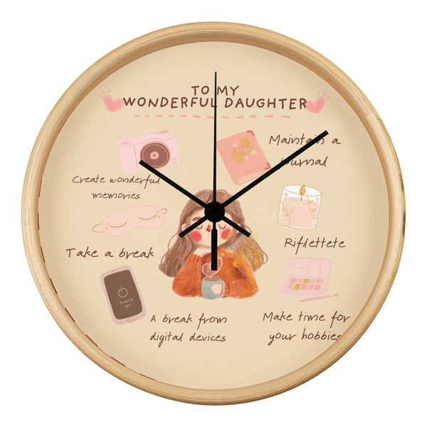 Self-Care Time Wall Clock for Daughters - Natural Black - Wall Clocks