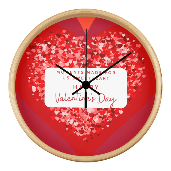 A Heart Full of Love - Romantic Wooden Valentine’s Clock - Natural Black - Wall Clocks