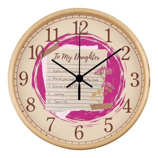 "Dream Big, Live Fully: Daughter's Keepsake Clock" - Natural Black - Wall Clocks