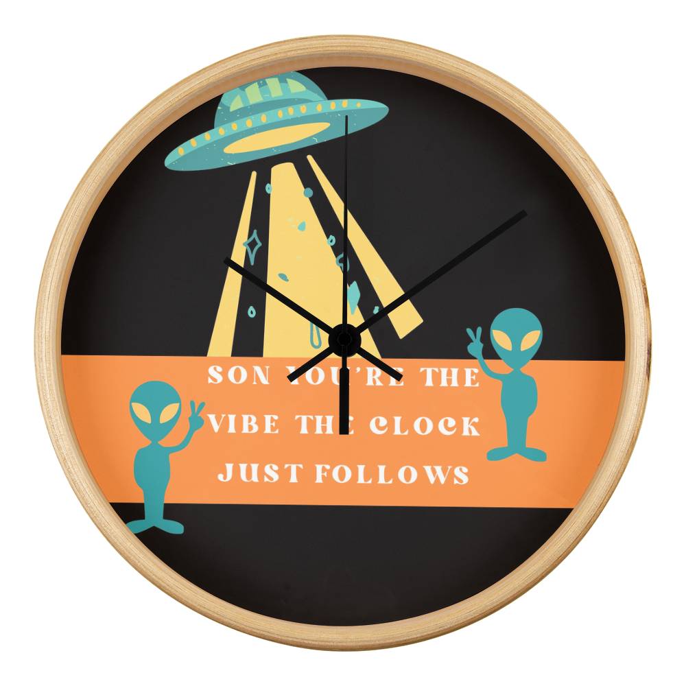 Fun Alien Wall Clock Gift for Son - Natural Black - Wall Clocks