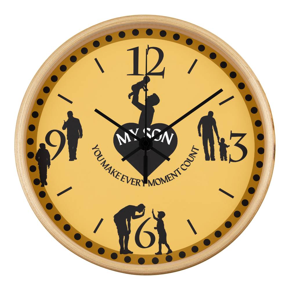 A Gift of Time for My Son - Wooden Wall Clock Design - Natural Black - Wall Clocks