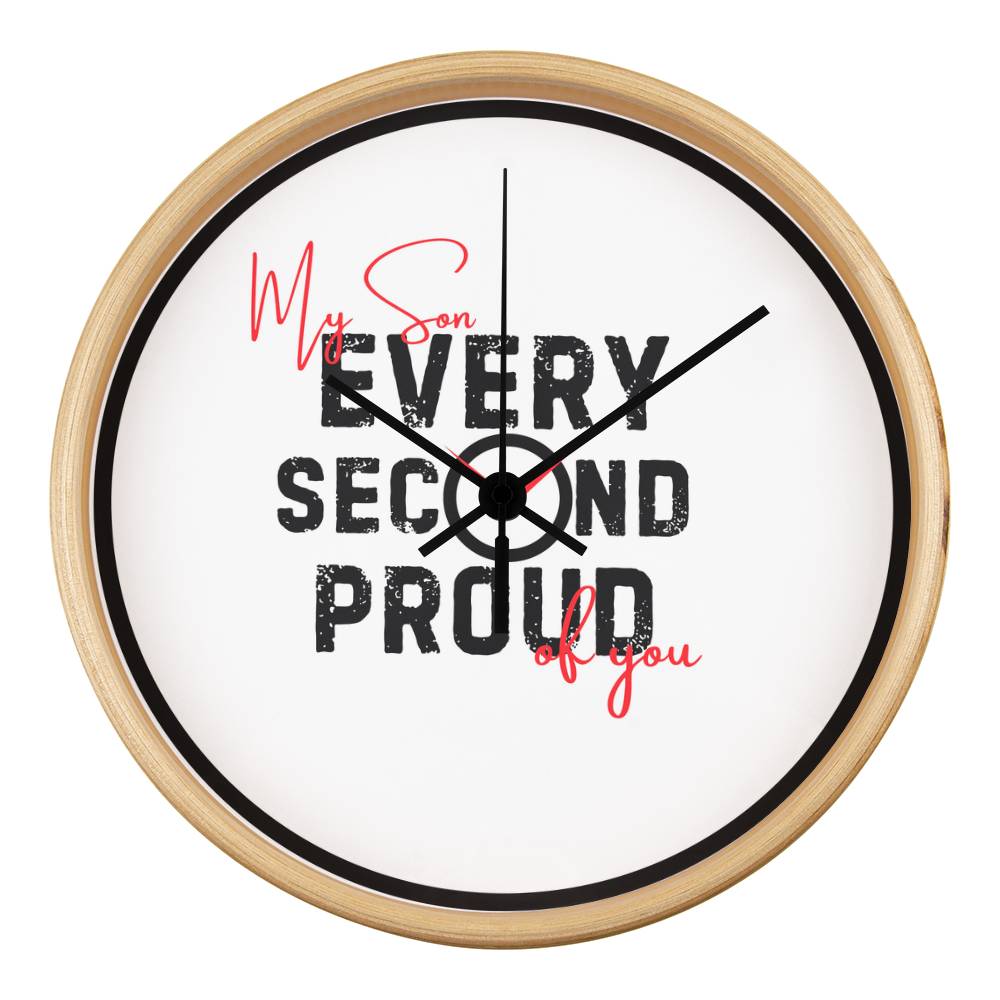 Proud Dad Wall Clock Gift for Son - Natural Black - Wall Clocks