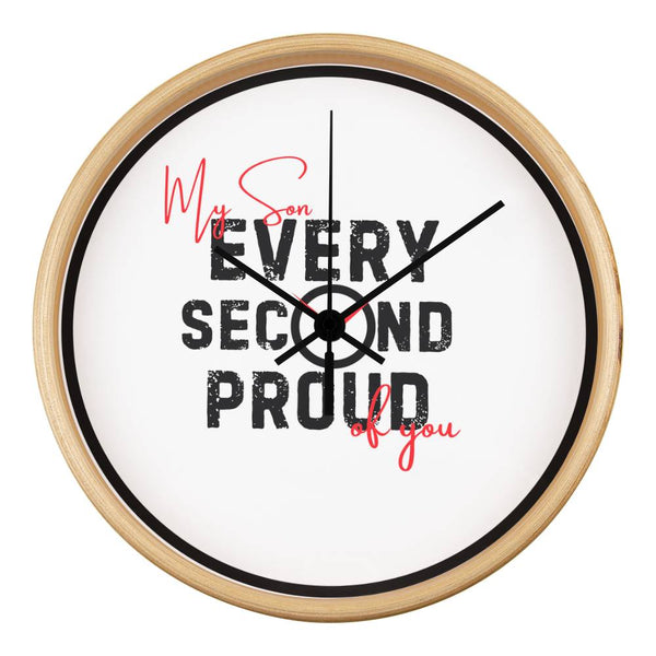 Proud Dad Wall Clock Gift for Son - Natural Black - Wall Clocks