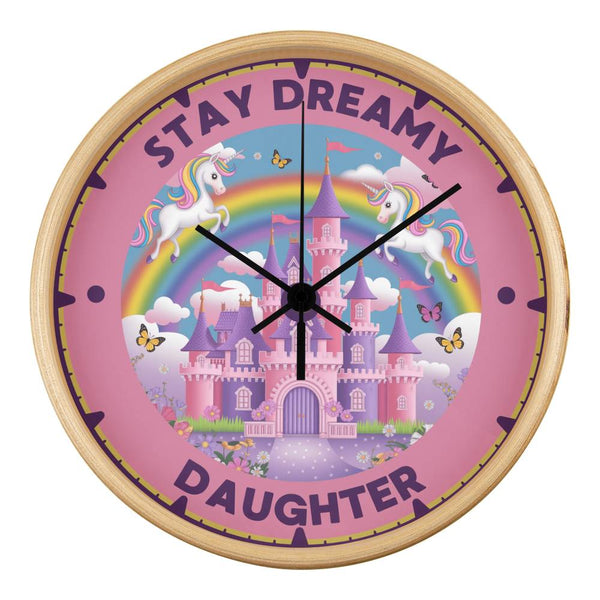 Stay Dreamy Unicorn Clock Gift for Daughter - Natural - Wall Clocks