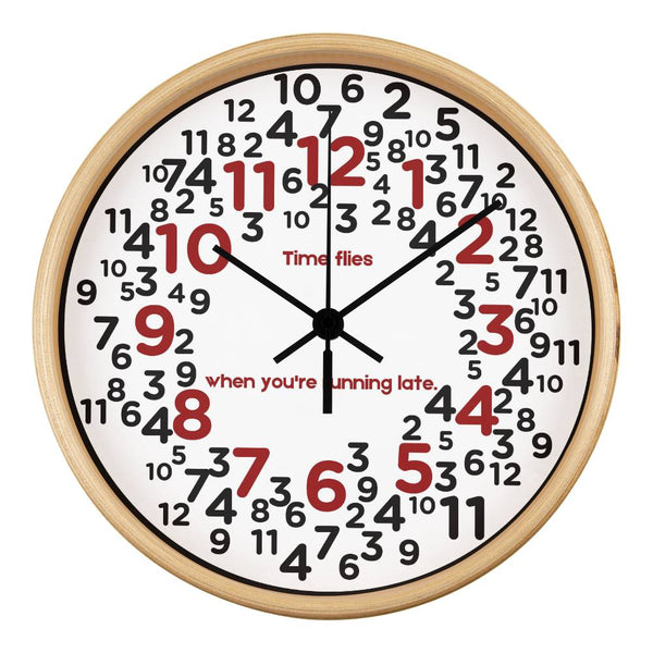 Funny Time Flies Wall Clock – Gift for Latecomers - Natural Black - Wall Clocks