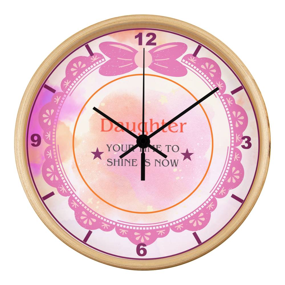 Inspirational Clock Gift for Daughters – Time to Shine - Natural Black - Wall Clocks