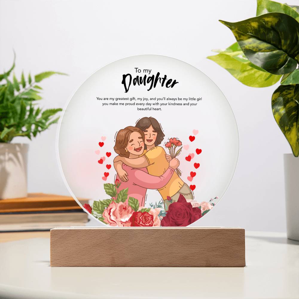 Mom & Daughter Hug – Printed Circle Acrylic Plaque Gift - - Acrylic Prints