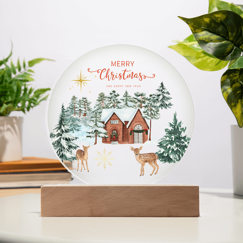 Circular LED Acrylic Plaque – Warm Winter Keepsake Gift - - Acrylic Prints