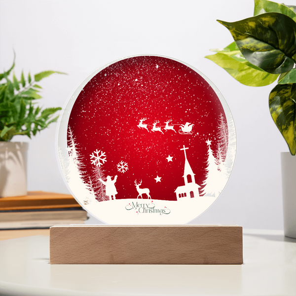 Santa Sleigh Circular Acrylic Plaque – A Gift of Wonder - - Acrylic Prints