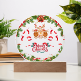 Festive LED Acrylic Plaque – A Joyful Reindeer Keepsake - - Acrylic Prints