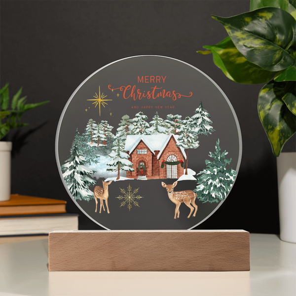 Circular LED Acrylic Plaque – Warm Winter Keepsake Gift - - Acrylic Prints