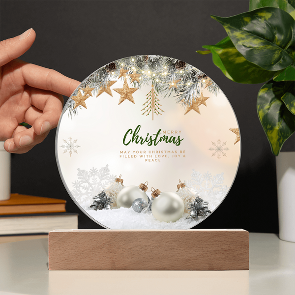 Merry Christmas LED Plaque – Peaceful Holiday Glow - - Acrylic Prints