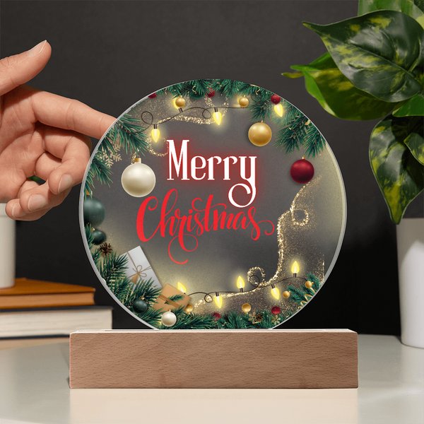 Merry Christmas Circular Acrylic Plaque – Gift of Warmth - - Acrylic Prints