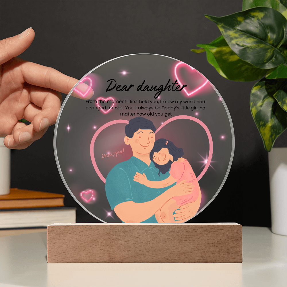 Father & Daughter Bond – Printed Circle Acrylic Plaque LED - - Acrylic Prints