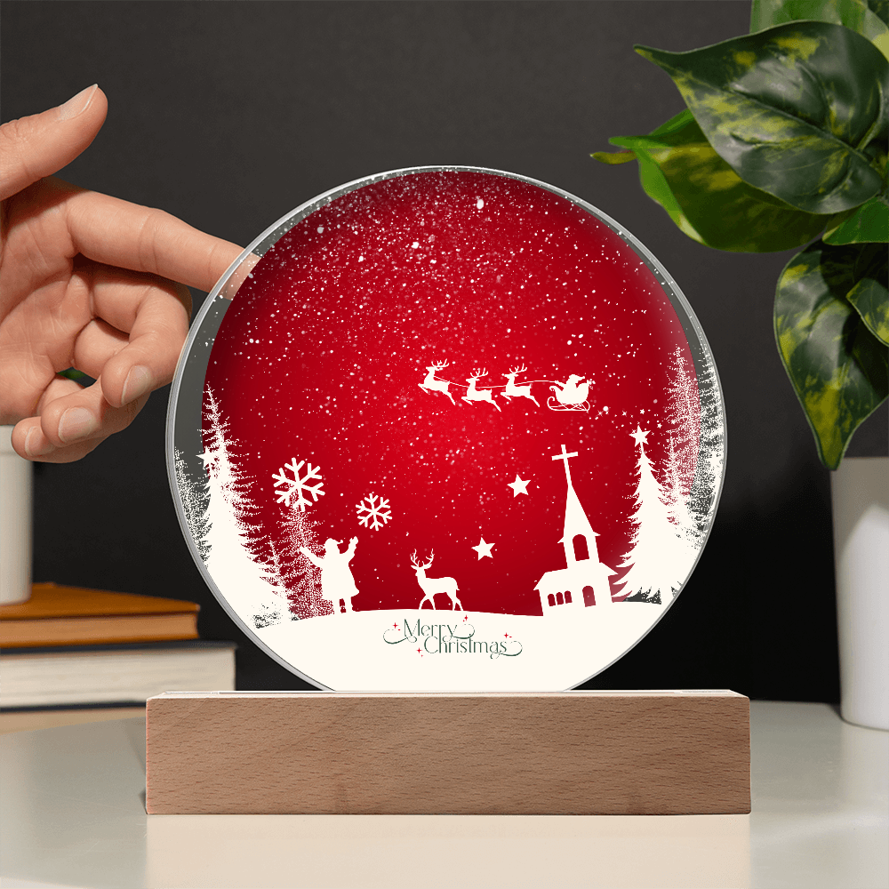 Santa Sleigh Circular Acrylic Plaque – A Gift of Wonder - - Acrylic Prints