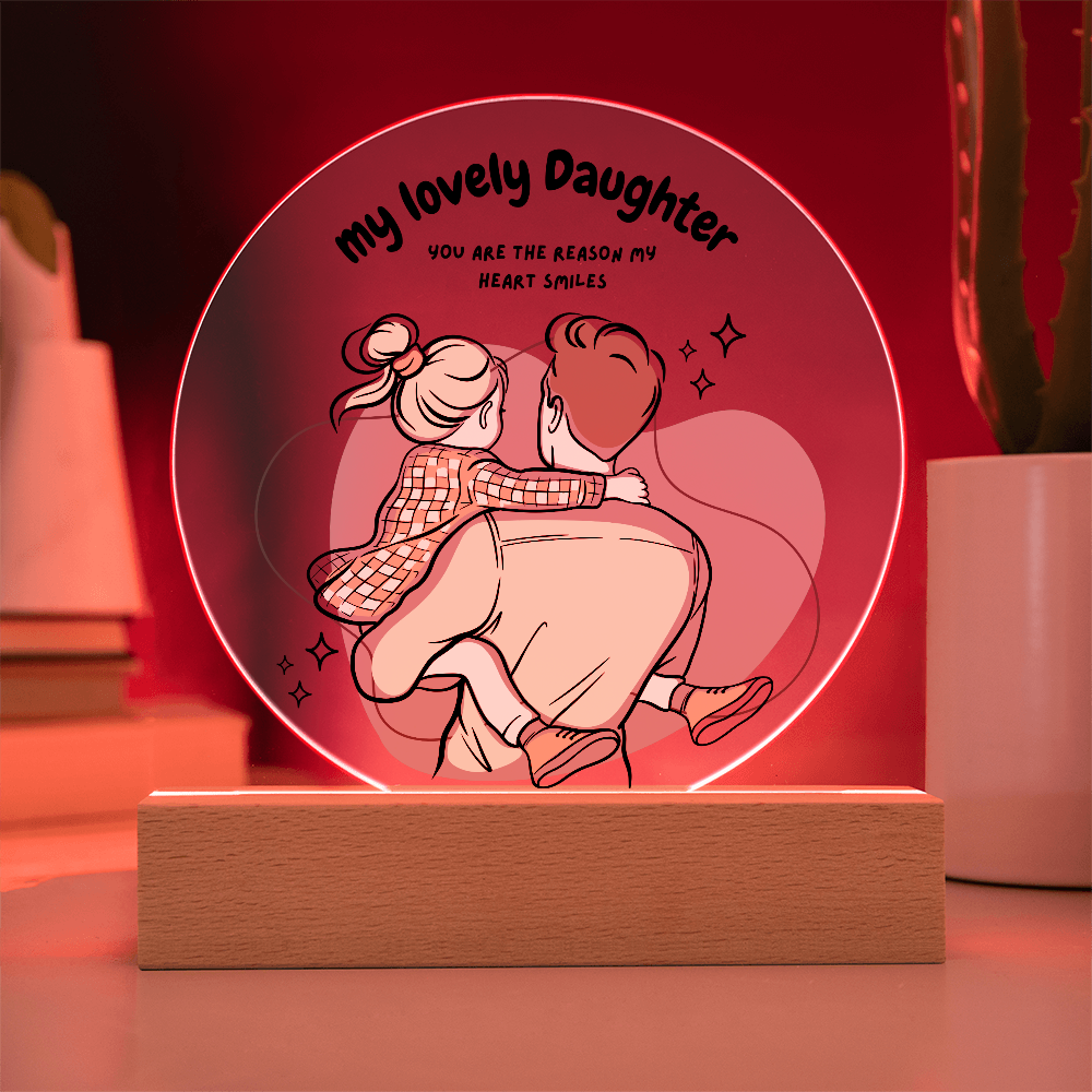 Daddy-Daughter Moment – Printed Circle Acrylic Plaque Gift - Battery Powered LED Base - Acrylic Prints