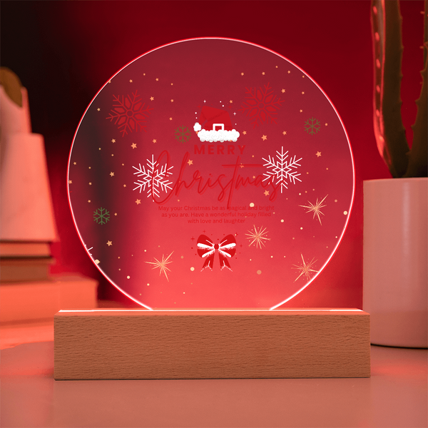 Circular Christmas Plaque – A Heartfelt Holiday Gift - Battery Powered LED Base - Acrylic Prints