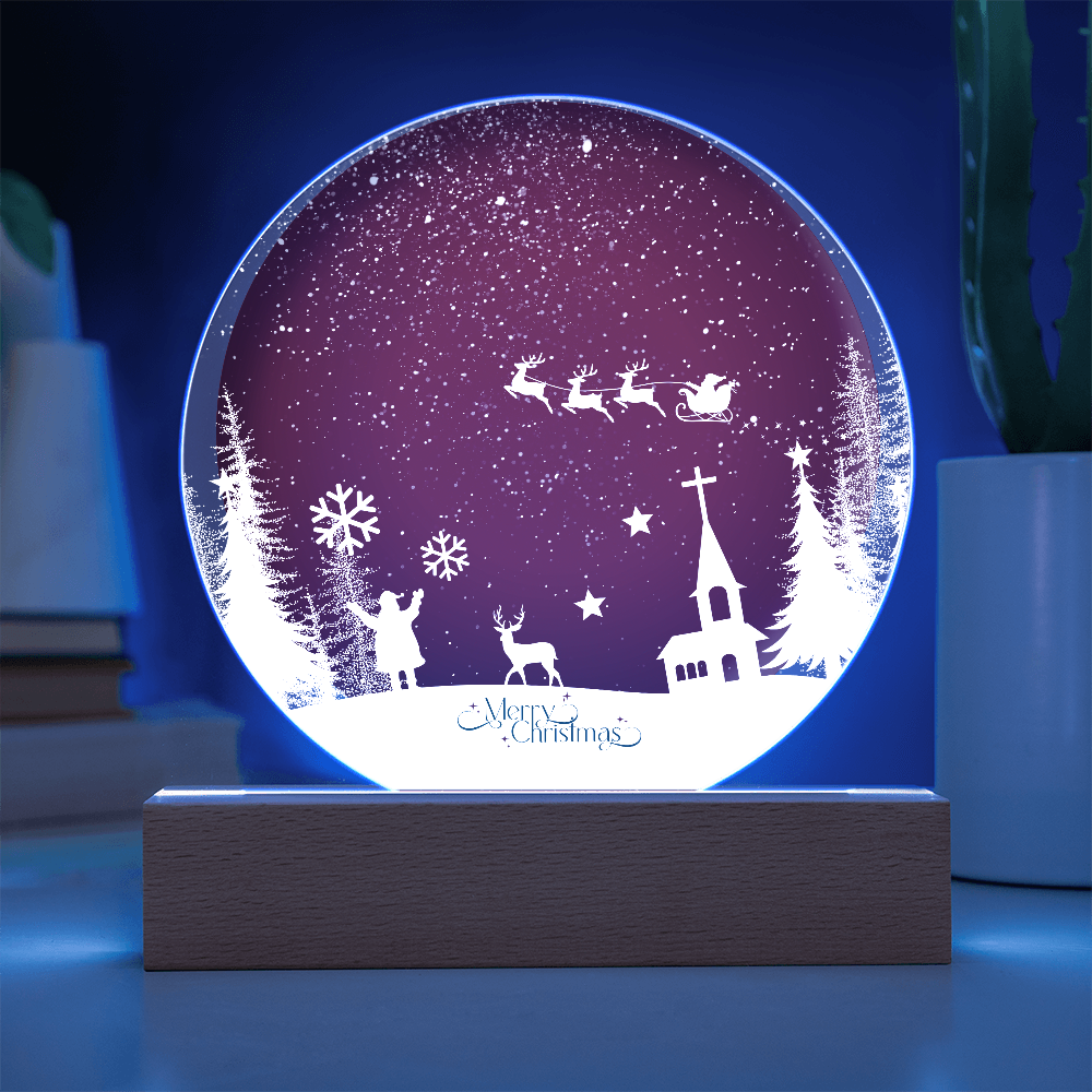 Santa Sleigh Circular Acrylic Plaque – A Gift of Wonder - - Acrylic Prints
