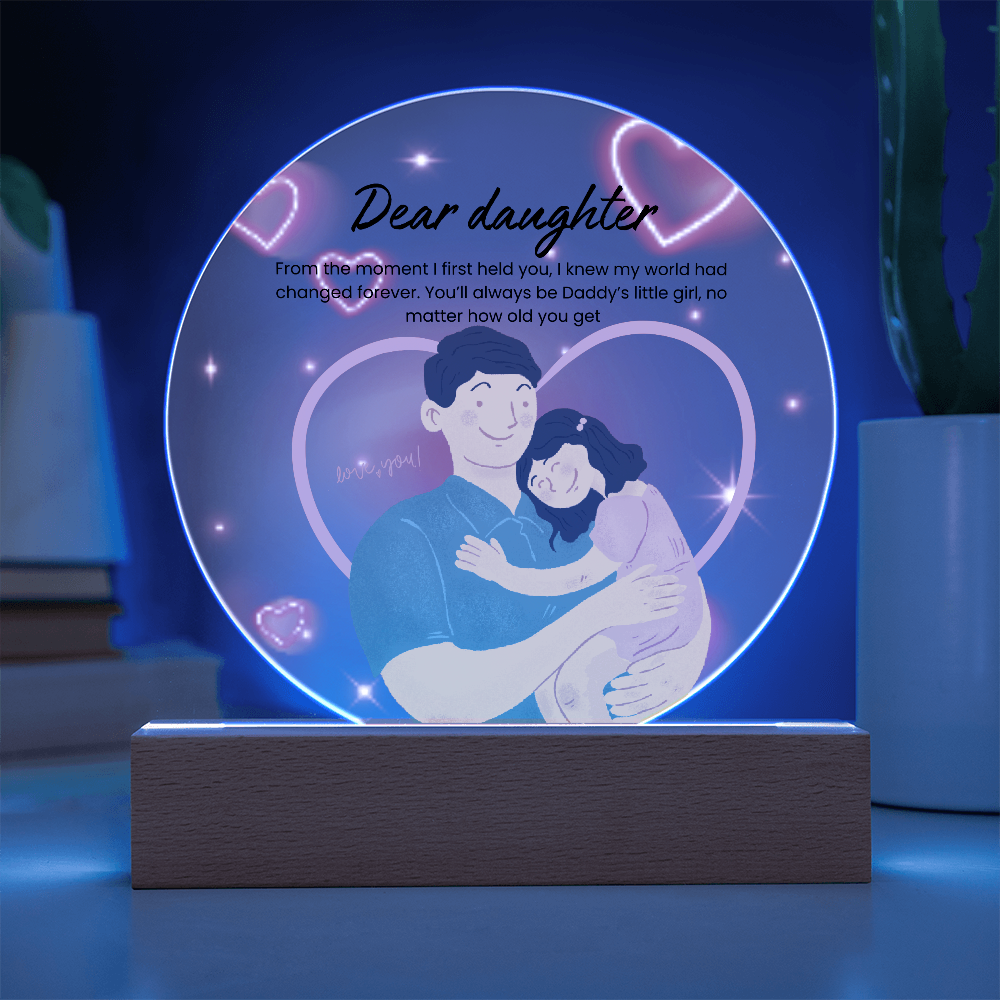 Father & Daughter Bond – Printed Circle Acrylic Plaque LED - - Acrylic Prints
