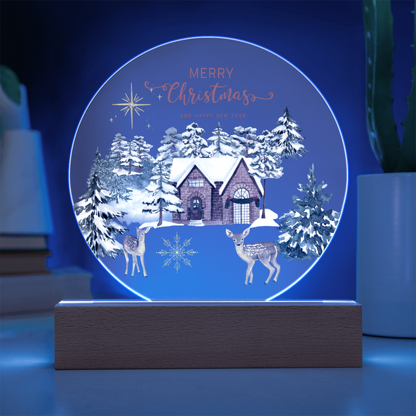 Circular LED Acrylic Plaque – Warm Winter Keepsake Gift - - Acrylic Prints