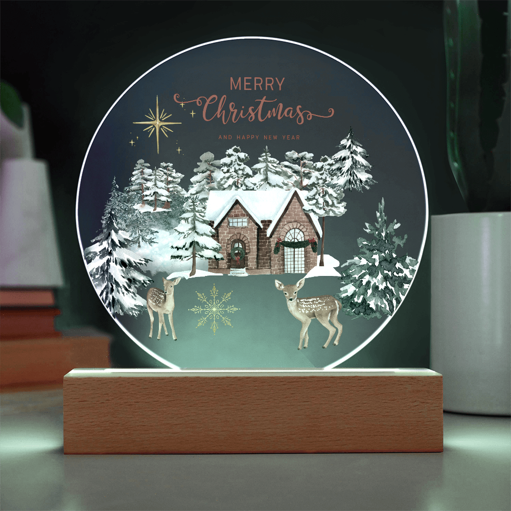 Circular LED Acrylic Plaque – Warm Winter Keepsake Gift - - Acrylic Prints