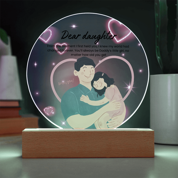 Father & Daughter Bond – Printed Circle Acrylic Plaque LED - - Acrylic Prints