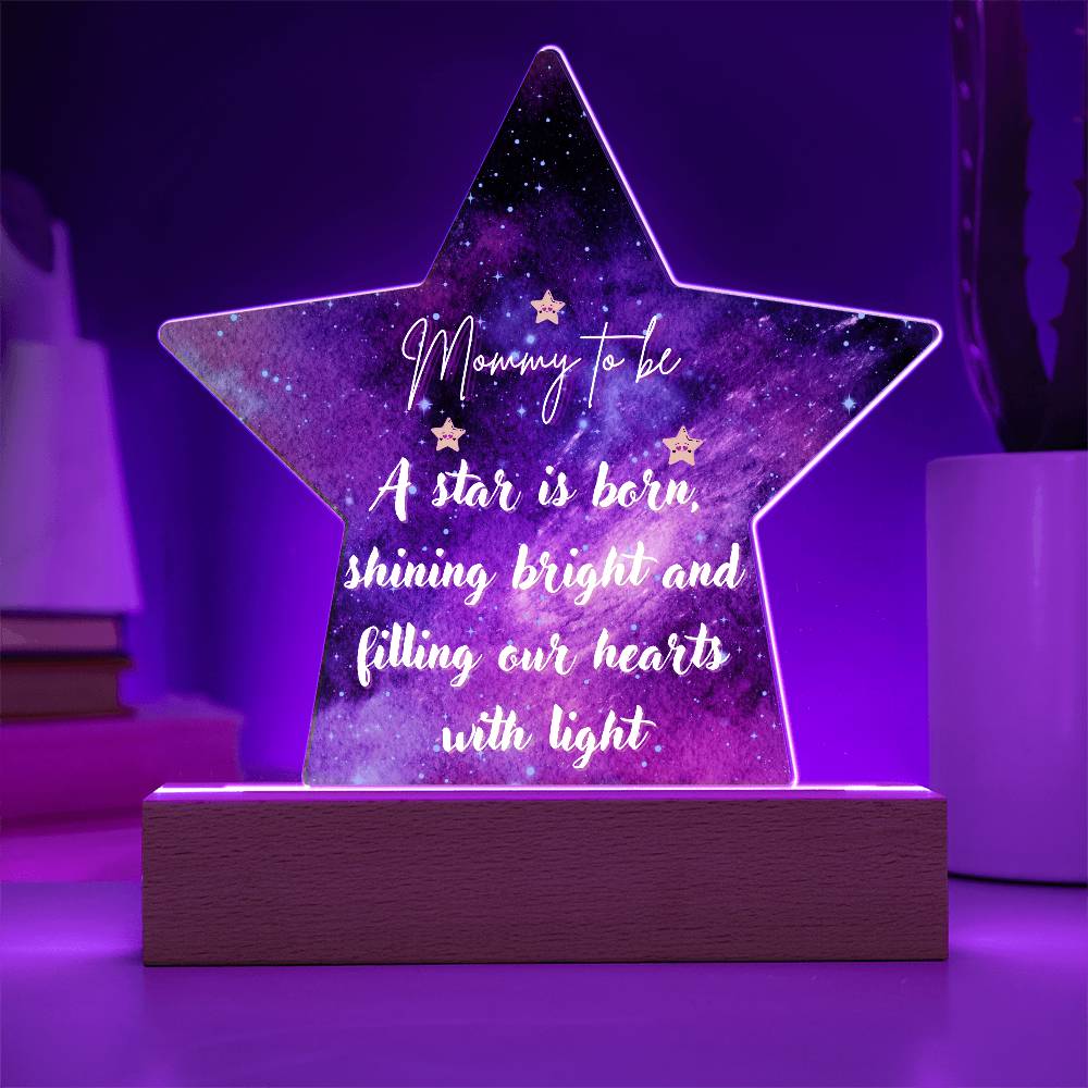 Heavenly Arrival - Cosmic Mommy-to-Be Plaque - Battery Powered LED Base - Acrylic Prints