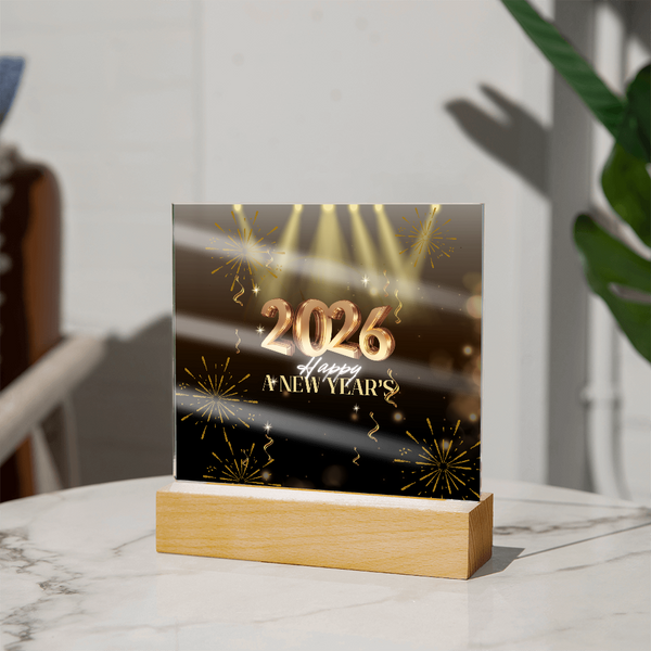Golden 2026 Acrylic Plaque – Light Up the New Year - - Acrylic Prints