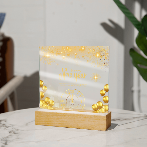 Golden Happy New Year Acrylic Plaque – Festive Gift 2026 - - Acrylic Prints