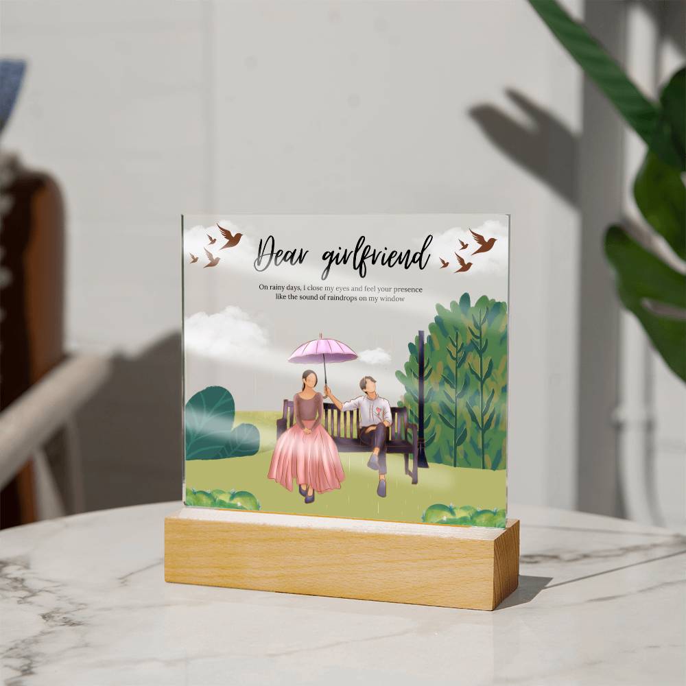 Love Under the Umbrella – Square Acrylic Plaque for Couples - - Acrylic Prints