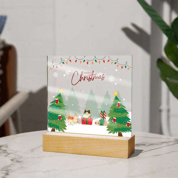 Cute Cat Christmas Plaque – Gift Joy & Winter Memories - - Acrylic Prints