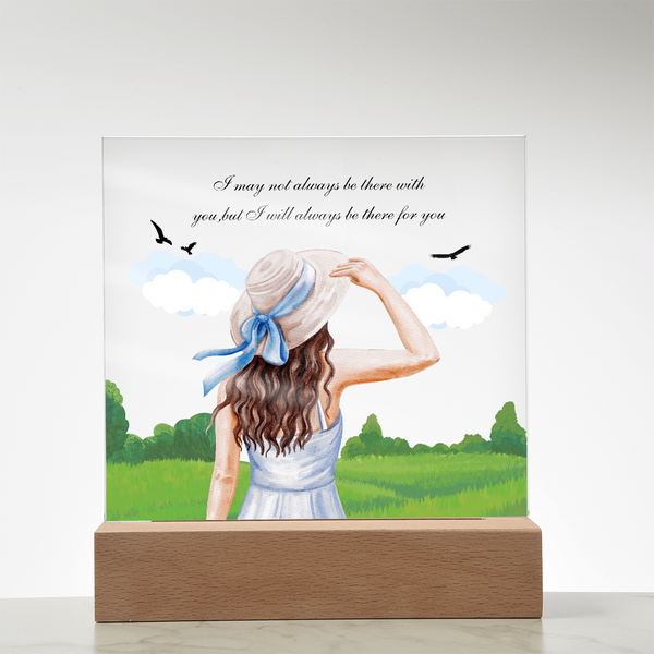 Girl with Hat Acrylic Plaque – Peaceful LED Home Decor - - Acrylic Prints