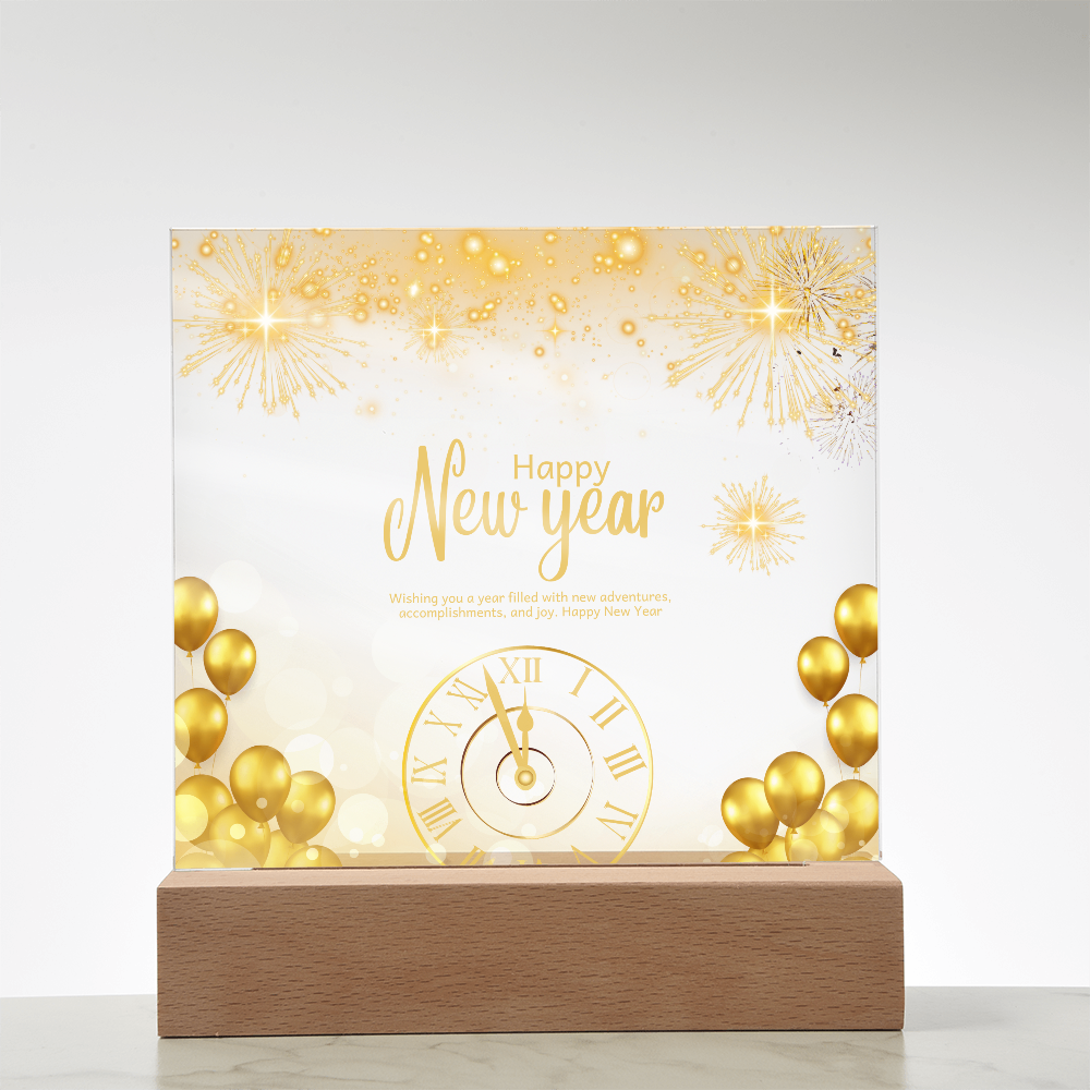 Golden Happy New Year Acrylic Plaque – Festive Gift 2026 - - Acrylic Prints