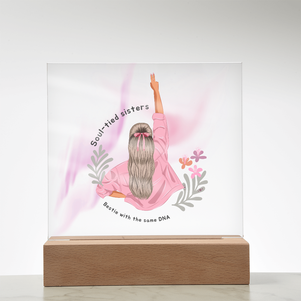 Soul-Tied Sisters Acrylic Plaque – DNA Bond Keepsake Gift - - Acrylic Prints